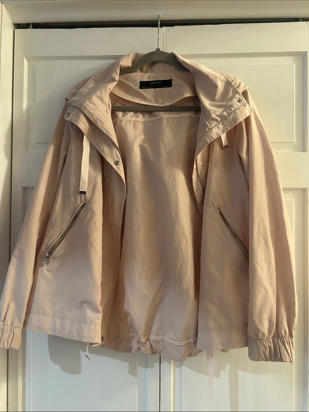 Zara Pale Pink Hooded Utility Jacket